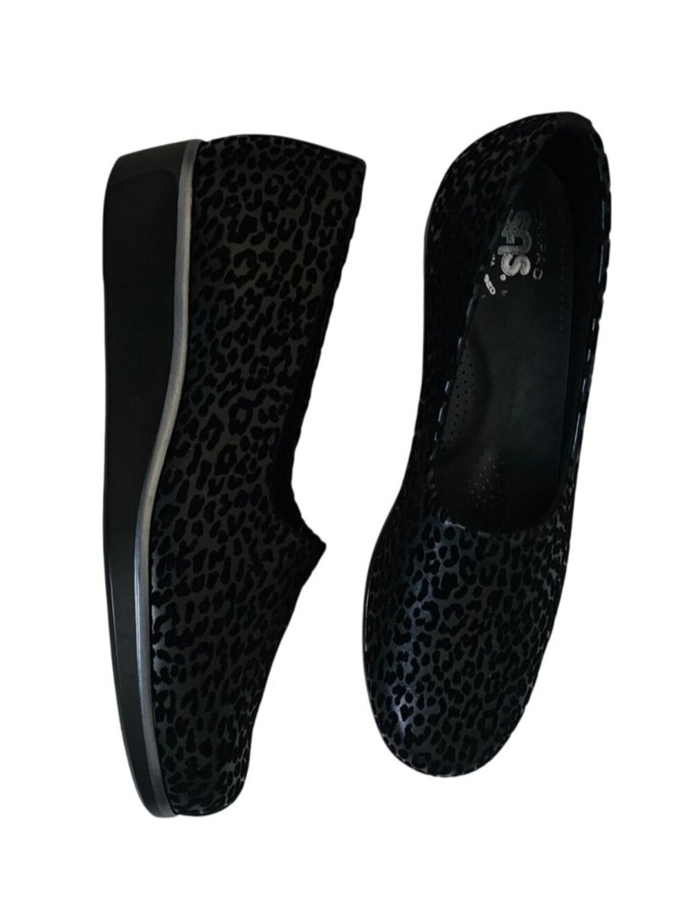 SAS Bliss Slip On Comfort Wedge, Black Leopard Women's Size 9 1/2N - Picture 5 of 15